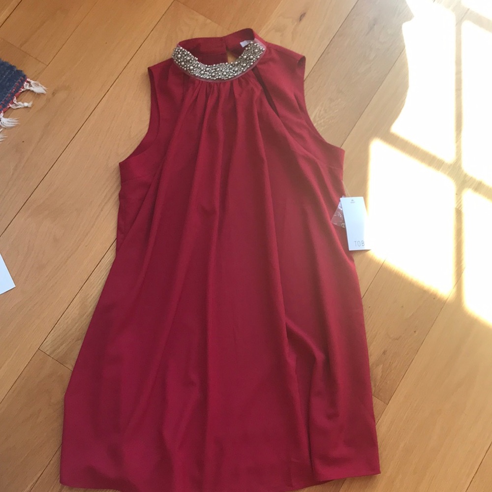 Red sequined dress